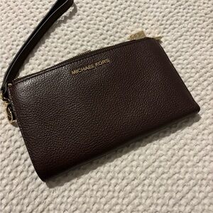 Michael Kors Burgundy Leather Double zip Wallet/Wristlet